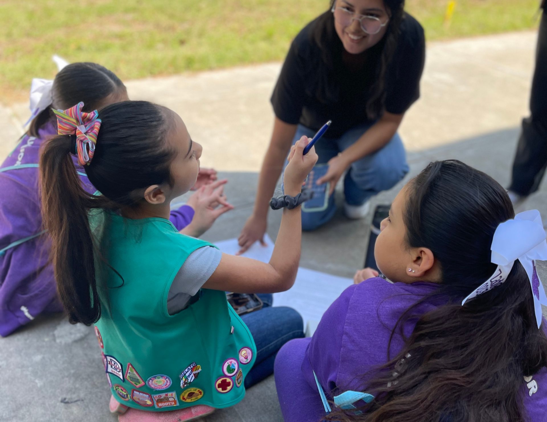 Girls building windmill