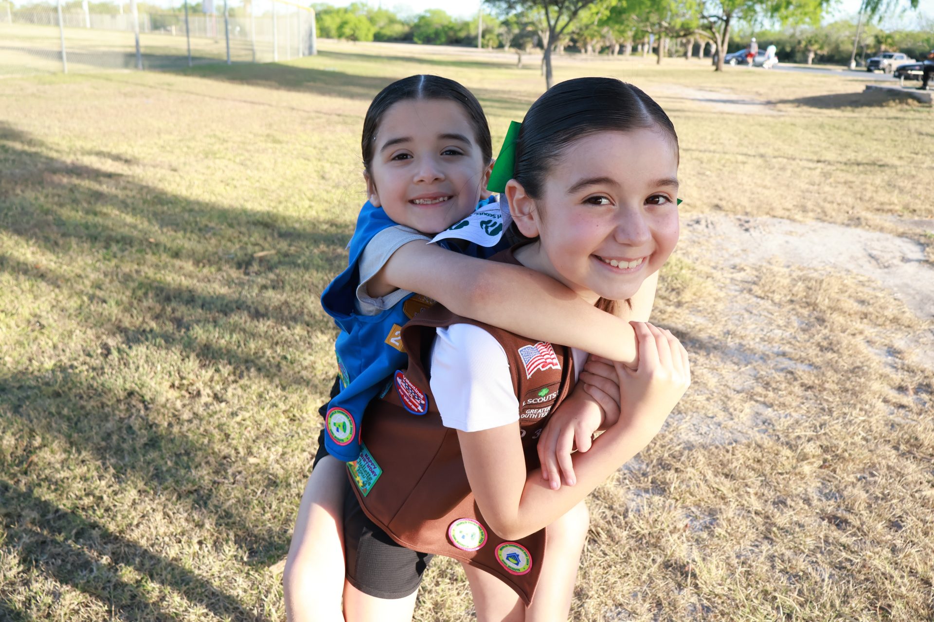 two girls hugging